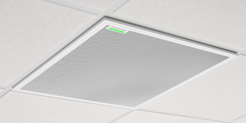 A white square vent on a white ceilingAI-generated content may be incorrect.