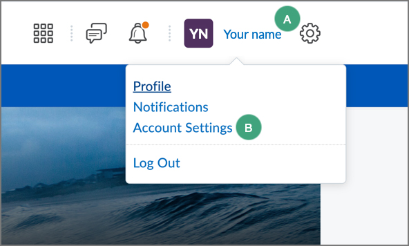 personal menu dropdown