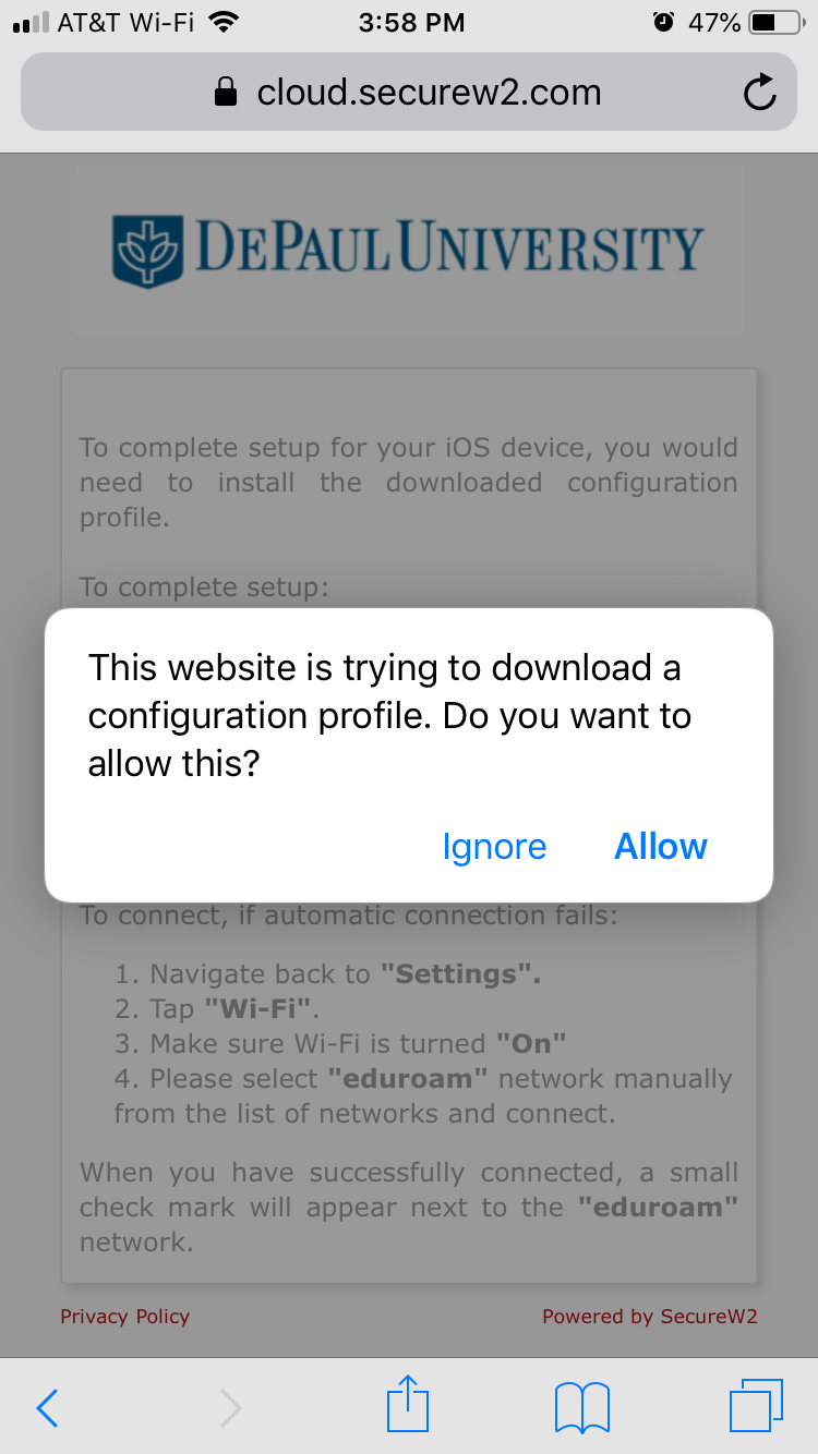 IOS configuration profile download