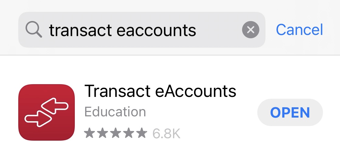 open transact app in app store